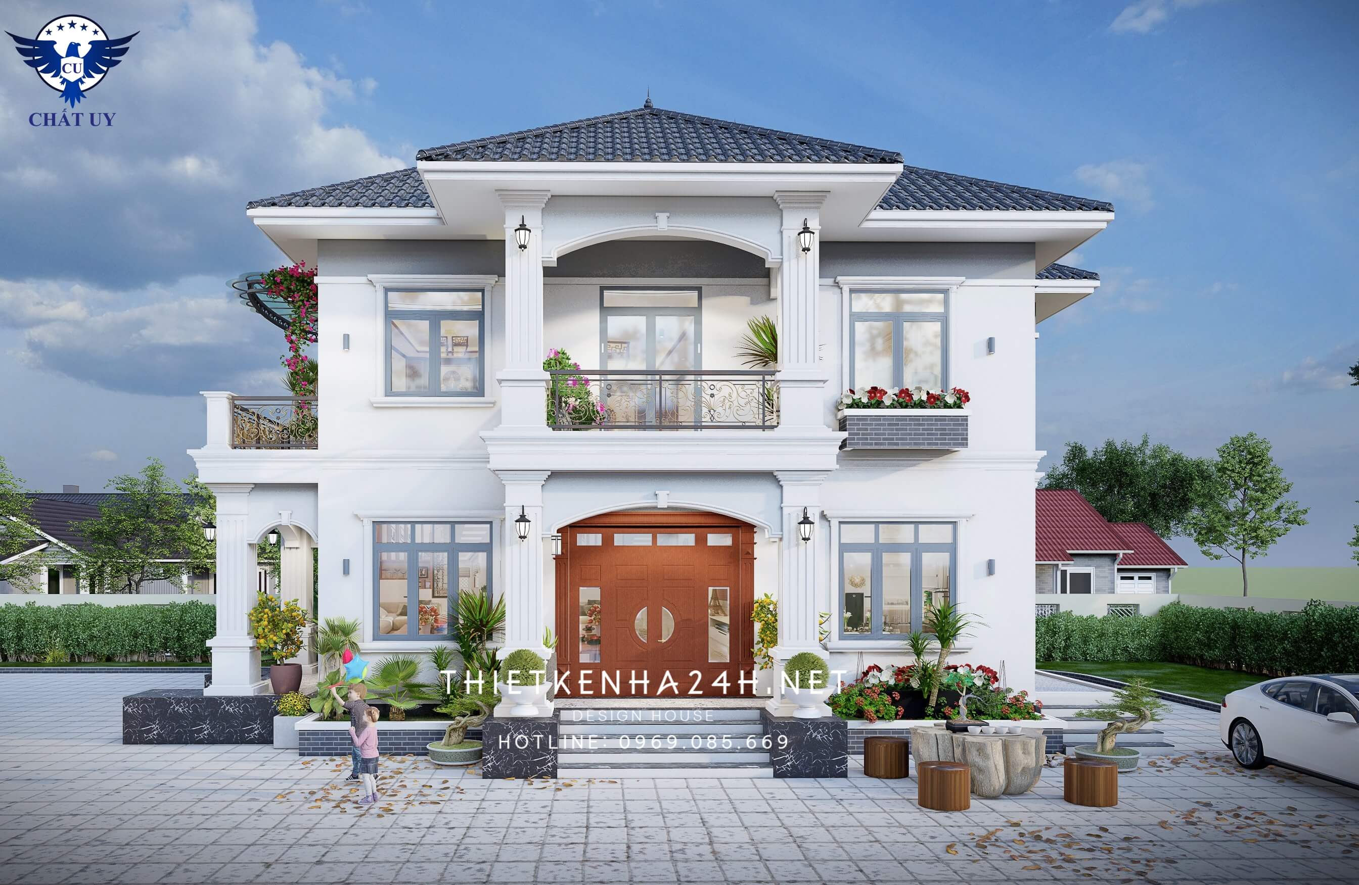 Mặt tiền 12,4m rộng rãi, tạo điều kiện thuận lợi để bố trí công năng sử dụng cho công trình