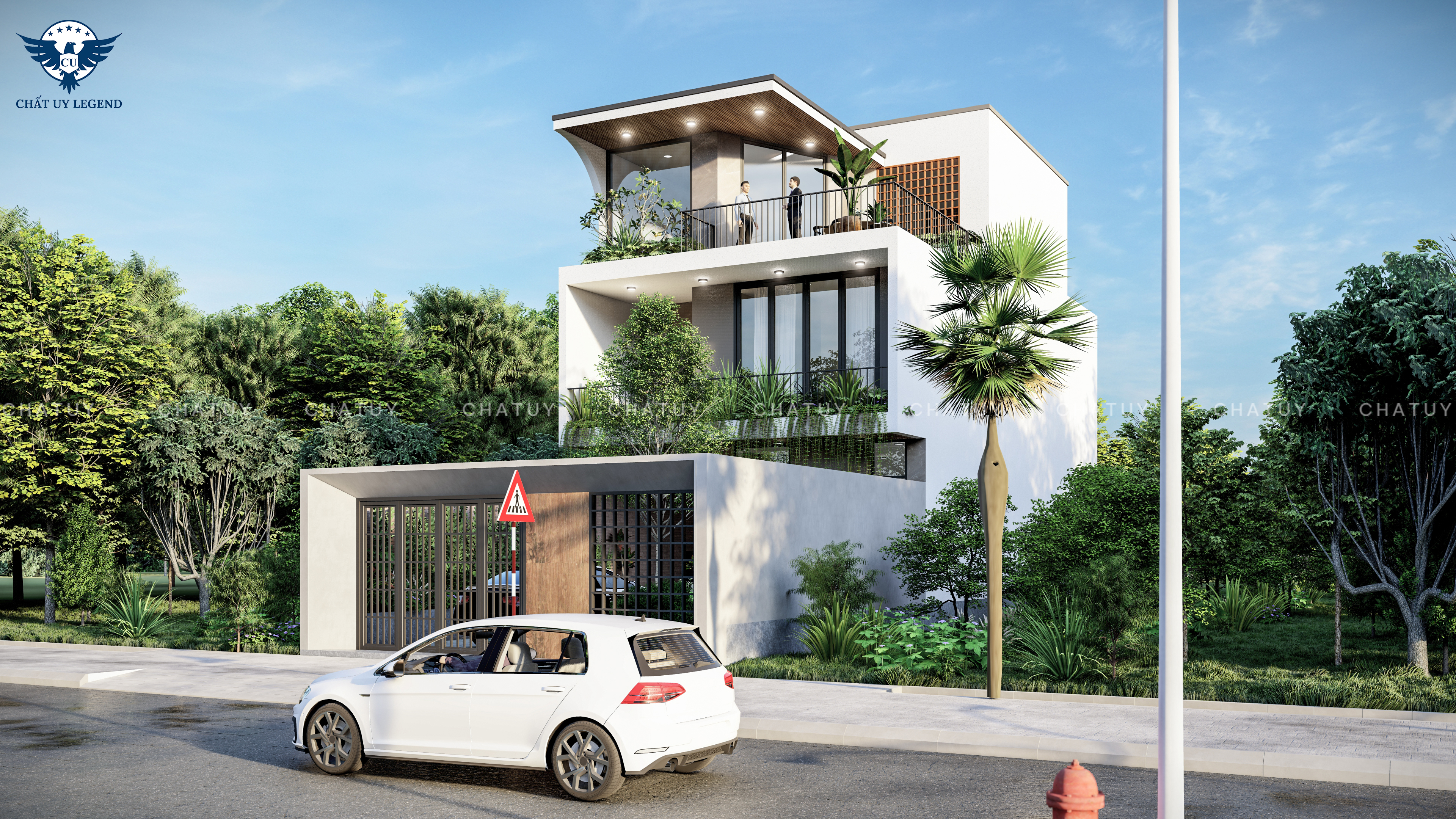 Căn biệt thự 3 tầng thiết kế phong cách hiện đại, gọn gàng và tinh tế. Các không gian được kết nối với nhau hoàn chỉnh xuyên suốt