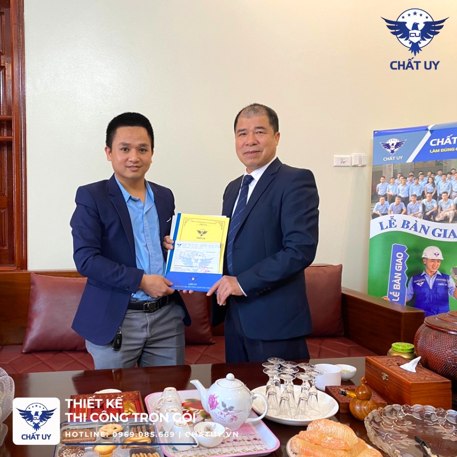 Hình ảnh chú Kiểu và Chất Uy thống nhất thiết kế tổng thể, chuẩn bị thi công