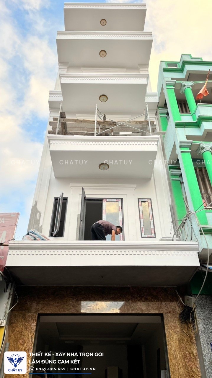 Dự án thi công nhà phố 4 tầng hiện đại của chị Trang được định hướng theo tiêu chí tối ưu không gian