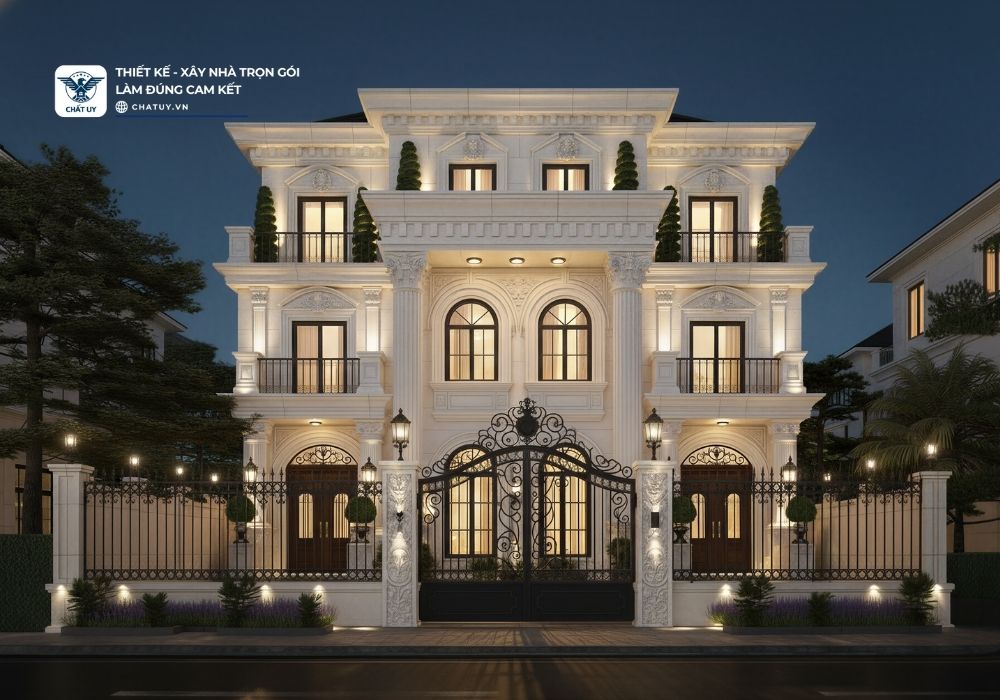 Biệt thự khi lên đèn vừa sang trọng vừa bắt mắt.