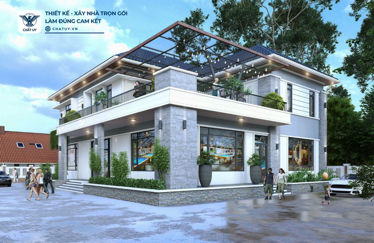 Căn nhà được thiết kế nhiều cửa sổ kính lớn nhằm tạo không gian mở, đồng thời lấy sáng và đón gió tự nhiên tốt nhất.