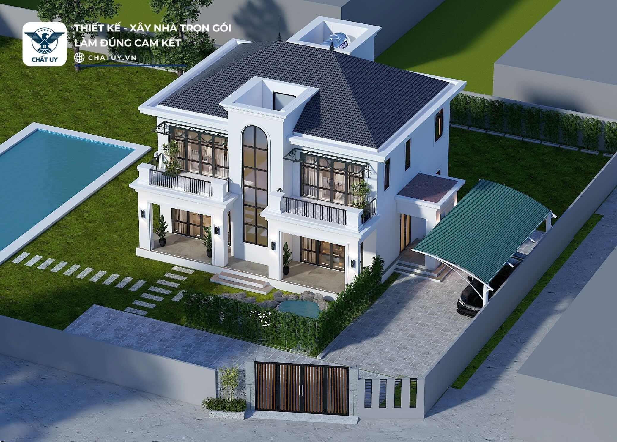 Tổng quan thiết kế căn nhà mái Nhật 2 tầng hiện đại 230m2 của anh Cường