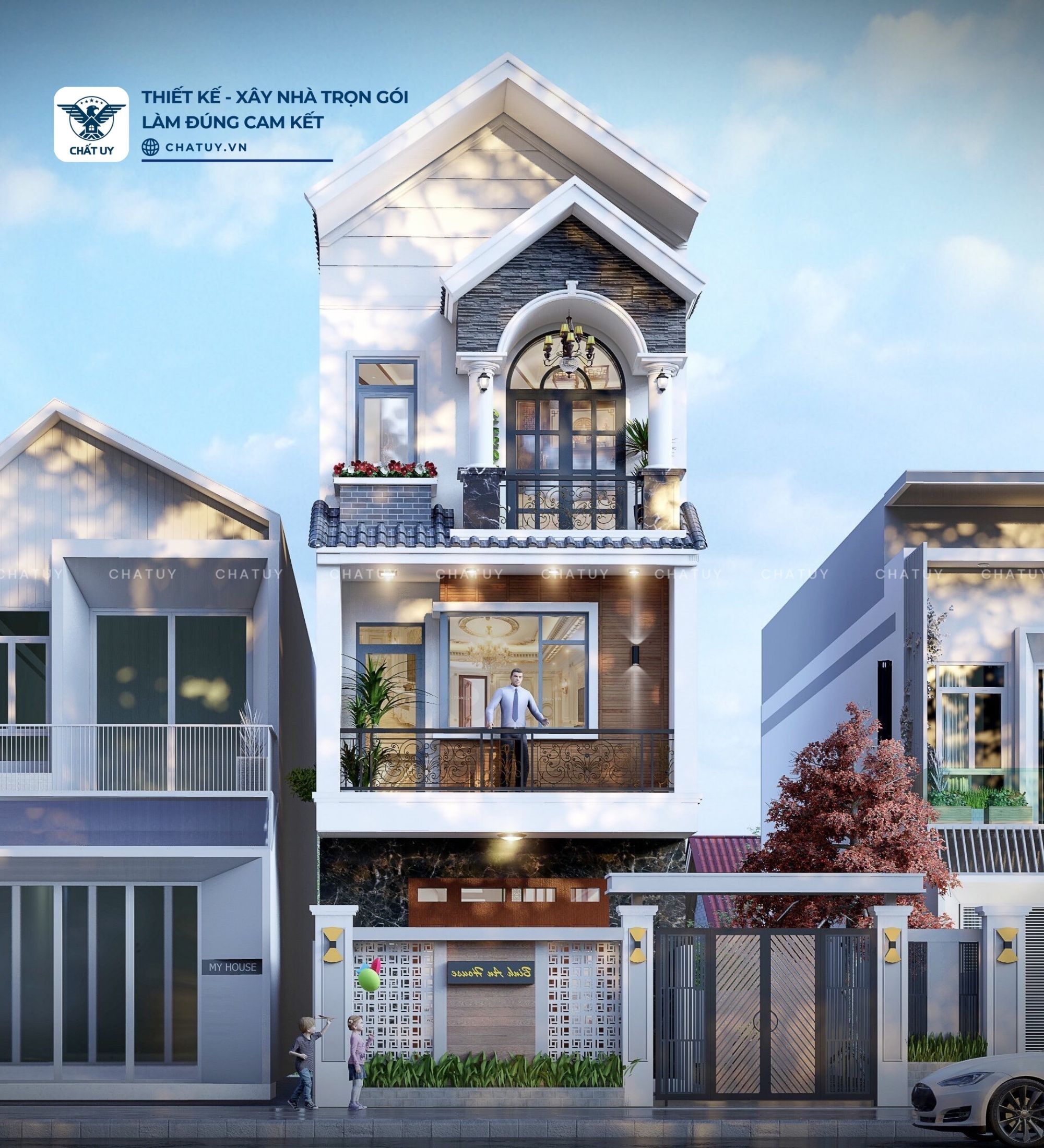 Thiết kế nhà phố 3 tầng hiện đại của anh Hiệp ở Bắc Giang
