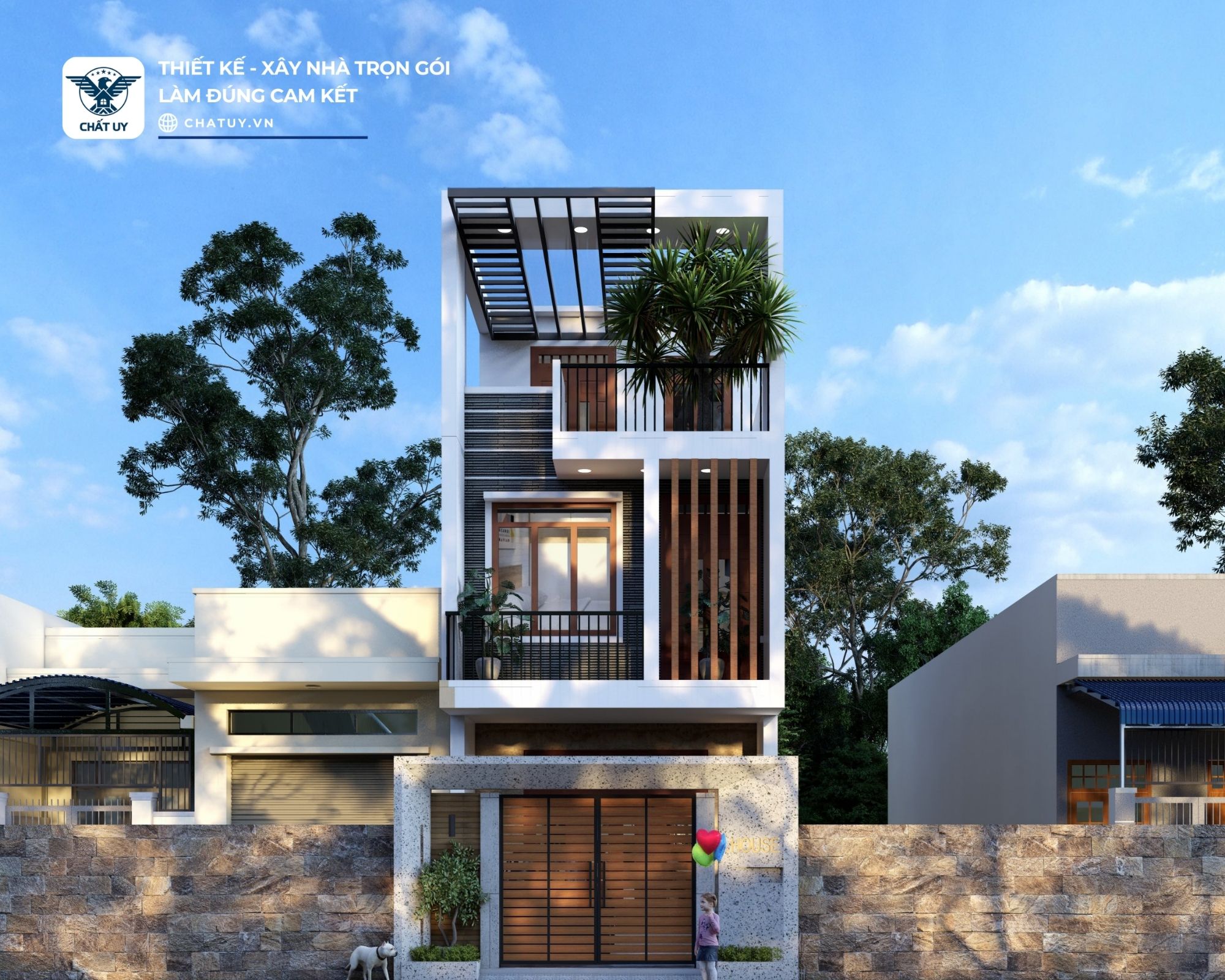 Thiết kế nhà phố 3 tầng hiện đại của anh Quân ở Hà Nội