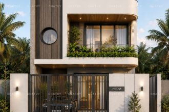 Thiết kế nhà phố 2 tầng hiện đại 160m2