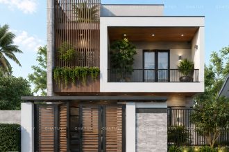 Thiết kế nhà phố 2 tầng hiện đại 180m2