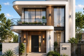 Thiết kế nhà phố 2 tầng hiện đại 195m2